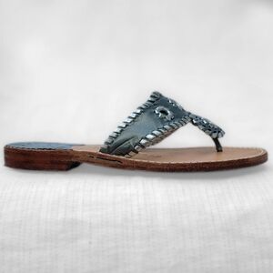 Palm Beach Sandals Silver Leather Size 6 USA